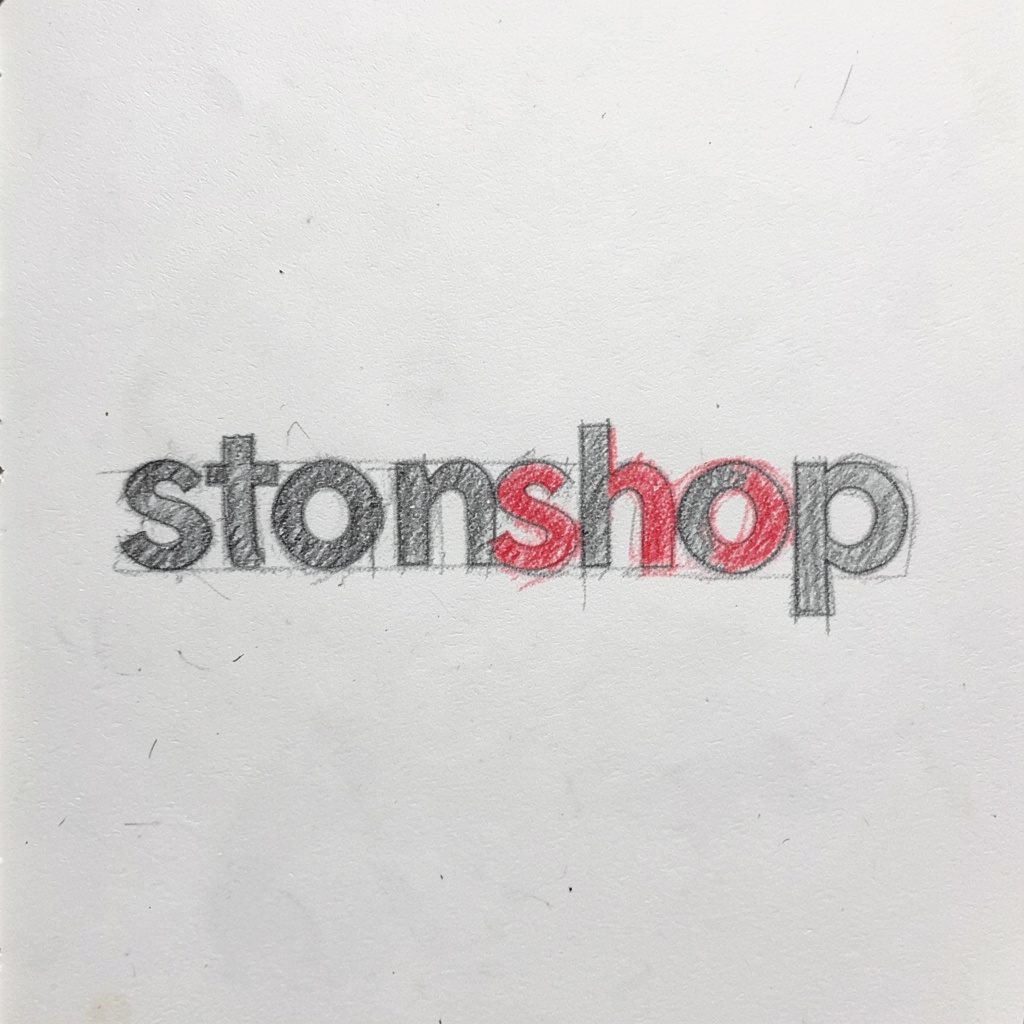 StormShop logo mark in bold red and white on a black background